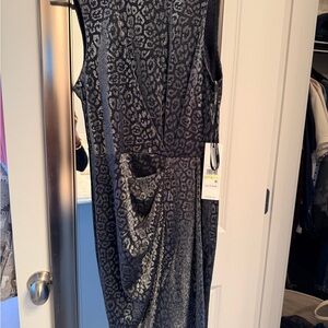 Calvin Klein Black Leopard Asymmetrical Dress